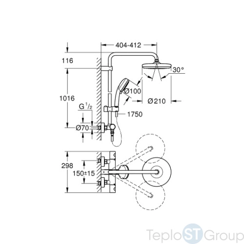 Душевая система Grohe New Tempesta Cosmopolitan 27922001 - купить оптом у дилера TeploSTGroup по всей России ✅ ☎ 8 (800) 600-96-13 фото 3