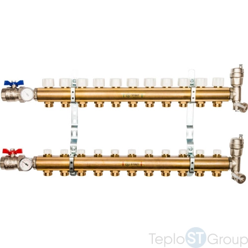 Stout Распределительный коллектор из латуни без расходомеров 11 вых. - купить с доставкой по России