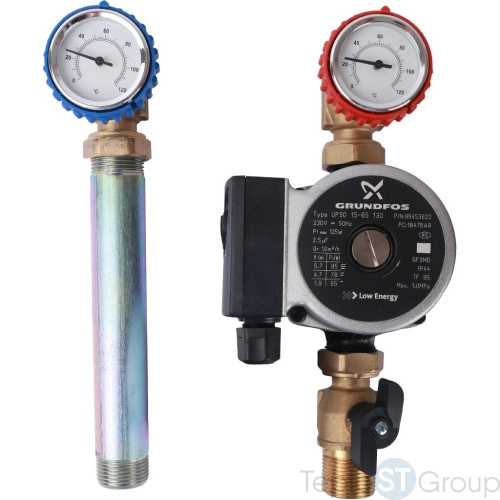 Stout SDG-0001 Насосная группа с прямым контуром 3/4" с насосом Grundfos UPSO 15-65 130 в теплоизоляции - купить с доставкой по России фото 2