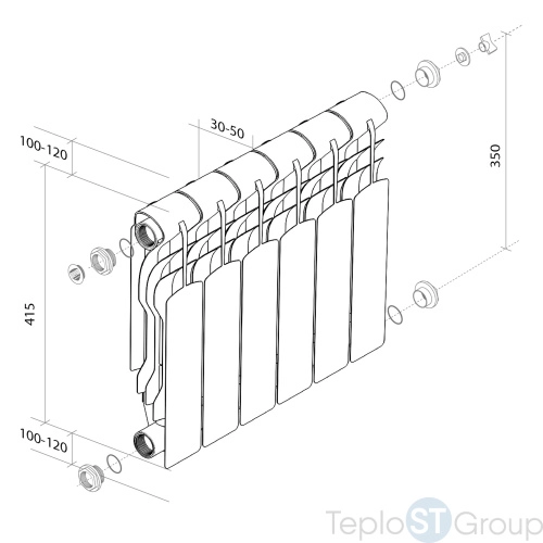 Радиатор Royal Thermo Revolution Bimetall 350 - 6 секц. - купить оптом у дилера TeploSTGroup по всей России ✅ ☎ 8 (800) 600-96-13 фото 3