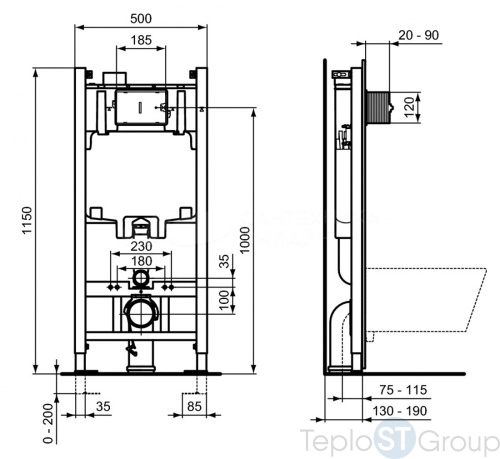 Инсталляция для подвесного унитаза Ideal Standard ProSys Eco Frame 2.0 R046367 - купить с доставкой по России фото 2