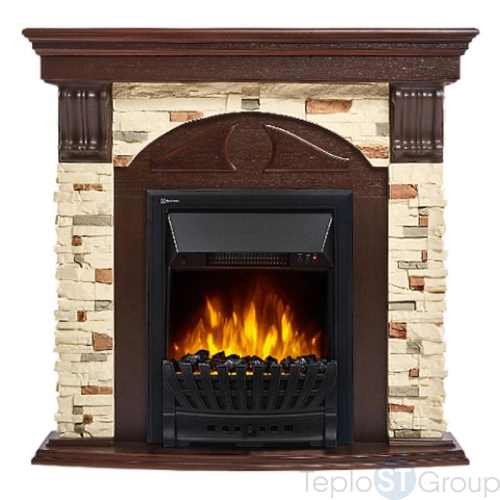 Портал Firelight Torre Classic камень сланец натуральный, шпон темный дуб - купить оптом с доставкой по России