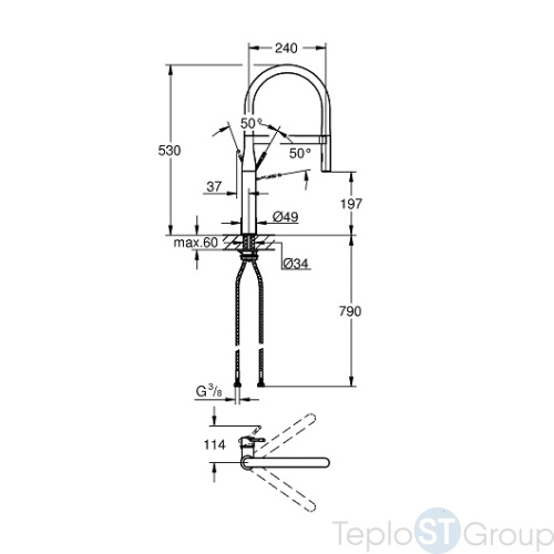 Смеситель для кухни Grohe Essence 30294A00 темный графит - купить с доставкой по России фото 3