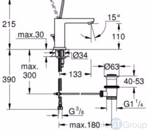 Смеситель для раковины Grohe Eurocube Joy 23657000 - купить с доставкой по России фото 2