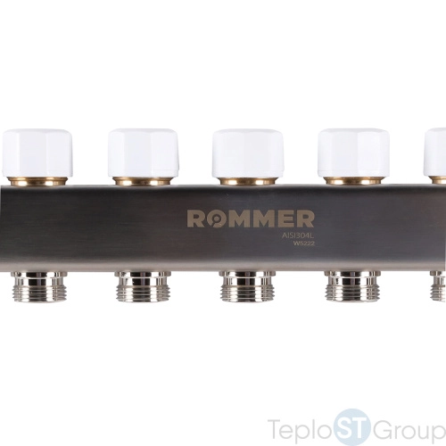 Rommer RMS-1201-000006 Rommer Коллектор из нержавеющей стали с расходомерами, с клапаном вып. воздуха и сливом 6 вых. - купить оптом у дилера TeploSTGroup по всей России ✅ ☎ 8 (800) 600-96-13 фото 4