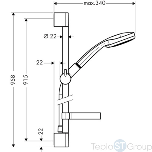 Душевой набор Hansgrohe Croma 100 27771000 Vario / Unica’C 0,90 м, ½ хром - купить с доставкой по России фото 2