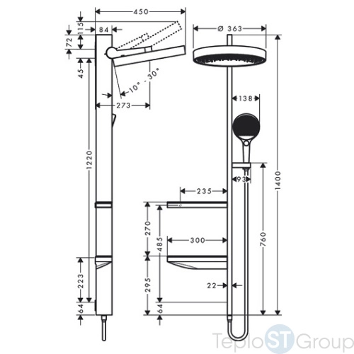 Душевая система Hansgrohe Rainfinity Showerpipe 360 1jet 26842000 хром - купить с доставкой по России фото 6