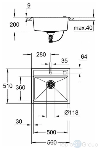 Мойка кухонная Grohe K700 31651AT0 серый гранит - купить с доставкой по России фото 3