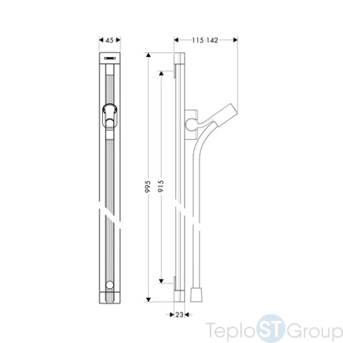 Душевая штанга 90 см Hansgrohe Unica 27636000 со шлангом, хром - купить с доставкой по России фото 2