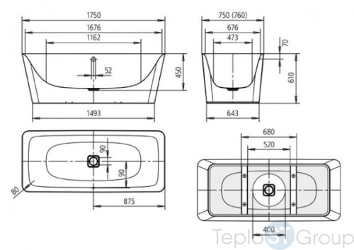 Стальная ванна Kaldewei Meisterstuck Incava 175x76 mod. 1174 201340803001 - купить с доставкой по России фото 2