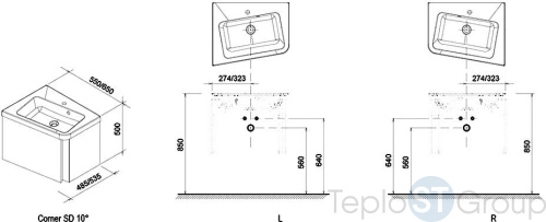 Тумба под умывальник Ravak 10° SD 550 L (белая, левая) X000000739 - купить с доставкой по России фото 5