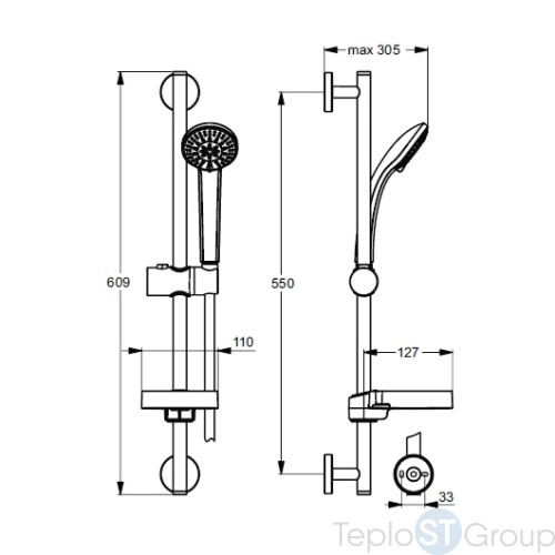 Душевой гарнитур Ideal Standard IdealRain S3 B9503AA - купить с доставкой по России фото 3