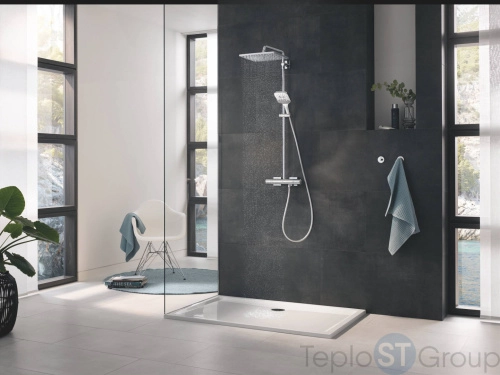 Душевая система GROHE Rainshower SmartActive 310 Mono Cube 26649000 квадратный, 1 режим струи, с термостатом, хром - купить с доставкой по России фото 4