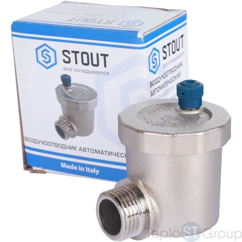 Stout Воздухоотводчик автоматический вертикальный выпуск, угл.подкл. нар.р. 1/2 никель. - купить оптом с доставкой по России фото 7