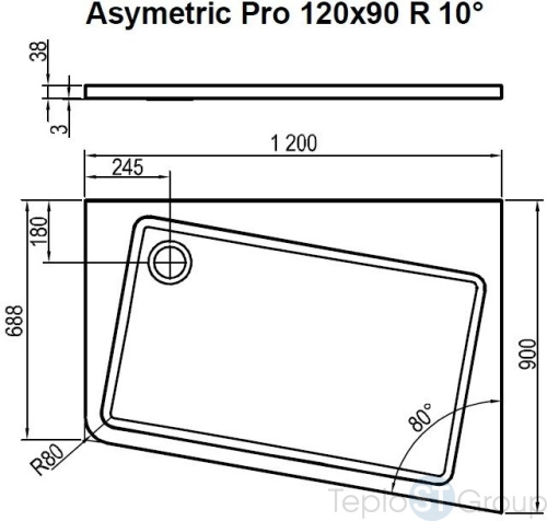 Душевой поддон Ravak 10° 120x90 XA25G70101P - купить с доставкой по России фото 4