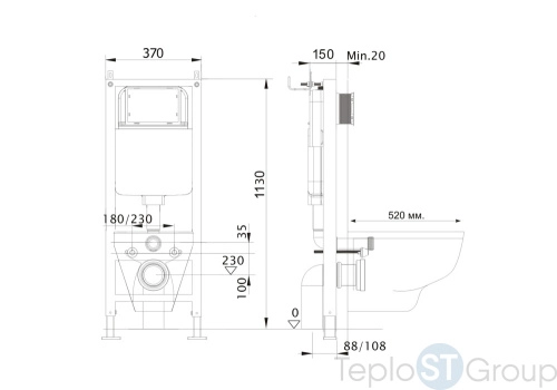 Инсталляция для подвесного унитаза Aquatek Standart 37 INS-0000017 - купить с доставкой по России фото 3