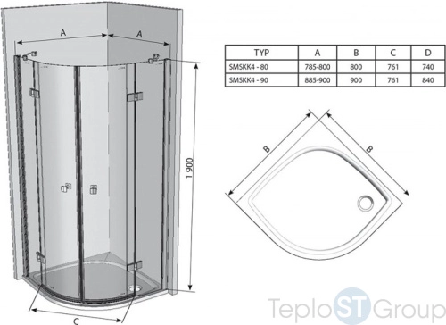 Душевой уголок Ravak Smartline SMSKK4-90 90x90 3S277A00Y1 - купить оптом с доставкой по России фото 5