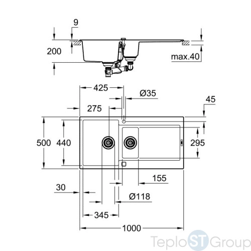 Мойка Grohe K500 1000x500 31646AP0 - купить с доставкой по России фото 5