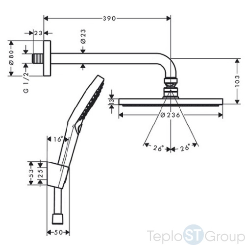 Душевая система Hansgrohe Raindance S 240 1 jet 27959670 черный матовый - купить оптом у дилера TeploSTGroup по всей России ✅ ☎ 8 (800) 600-96-13 фото 3