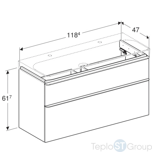 Тумба под раковину Geberit Smyle Square 118 см 500.355.JK.1 лава / лакированный матовый - купить с доставкой по России фото 2