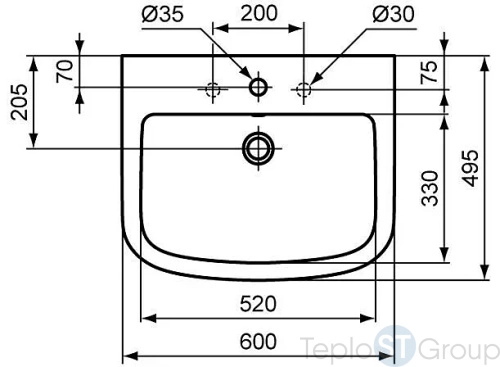 Раковина подвесная Ideal Standard Tempo 60x50 T056401 - купить оптом у дилера TeploSTGroup по всей России ✅ ☎ 8 (800) 600-96-13 фото 3