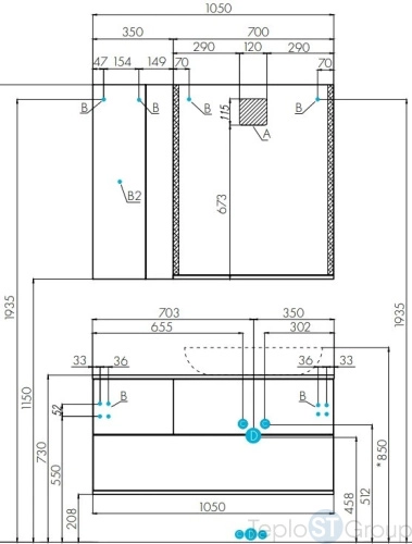 Тумба с раковиной Акватон Терра 105 1A2469K2TEKA0 дуб кантри/антрацит - купить оптом у дилера TeploSTGroup по всей России ✅ ☎ 8 (800) 600-96-13 фото 2