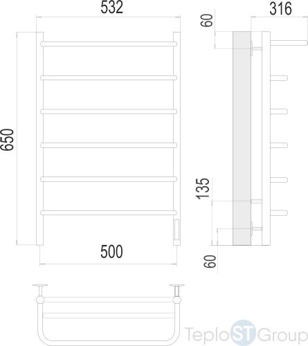 Terminus Полка П6 500х650 Электрический Полотенцесушитель - купить с доставкой по России фото 3
