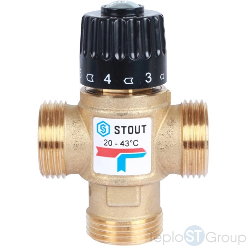 Stout SVM-Термостатические SVM-0120-164325 Stout Термостатический смесительный клапан для систем отопления и ГВС. G 1” M, 20-43°С KV 1,6 м3/ч - купить оптом у дилера TeploSTGroup по всей России ✅ ☎ 8 (800) 600-96-13 фото 2