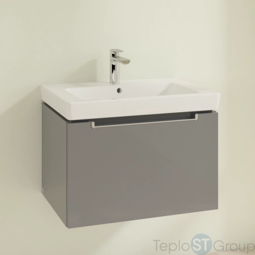 Тумба под раковину Villeroy & Boch Subway 2.0 637 x 420 x 454 mm A68800FP 1 выдвижной ящик, Glossy Grey - купить с доставкой по России фото 6