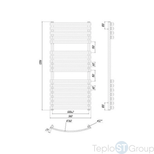 Полотенцесушитель водяной Ravak Elegance 56x120 X04000083677 хром - купить с доставкой по России фото 3