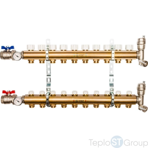 Stout Распределительный коллектор из латуни без расходомеров 10 вых. - купить с доставкой по России