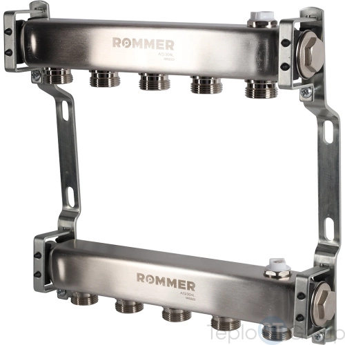 Rommer RMS-4401-000005 Rommer Коллектор из нержавеющей стали для радиаторной разводки 5 вых. - купить оптом у дилера TeploSTGroup по всей России ✅ ☎ 8 (800) 600-96-13 фото 2