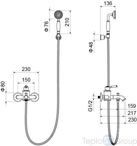 Смеситель для ванны Aquatek Классик AQ1549MB - купить оптом у дилера TeploSTGroup по всей России ✅ ☎ 8 (800) 600-96-13 фото 2