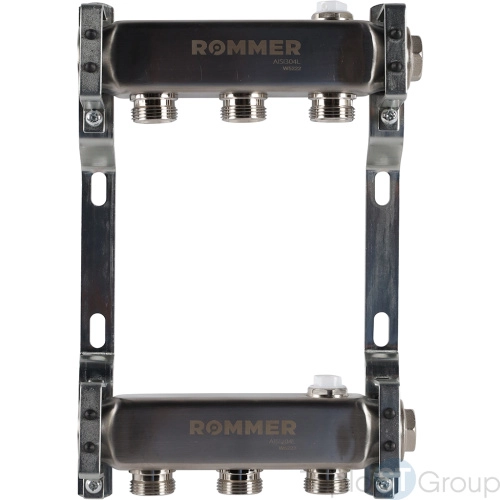 Rommer RMS-4401-000003 Rommer Коллектор из нержавеющей стали для радиаторной разводки 3 вых. - купить с доставкой по России