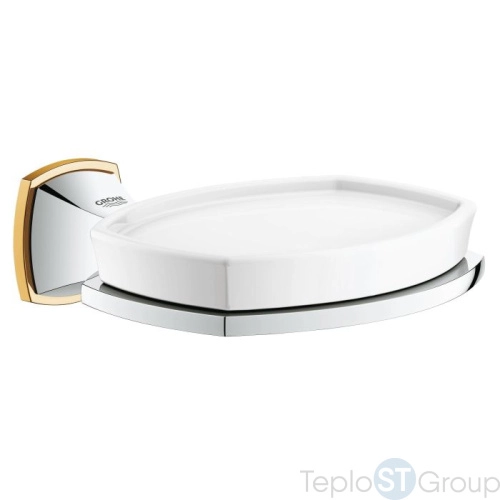 Мыльница керамическая с держателем Grohe Grandera (40628IG0), хром/золото - купить оптом с доставкой по России