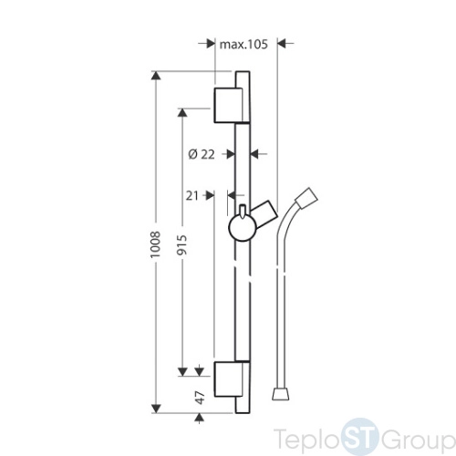 Штанга для душа Hansgrohe Unica S Puro 28631140 90 см шлифованная бронза - купить с доставкой по России фото 2