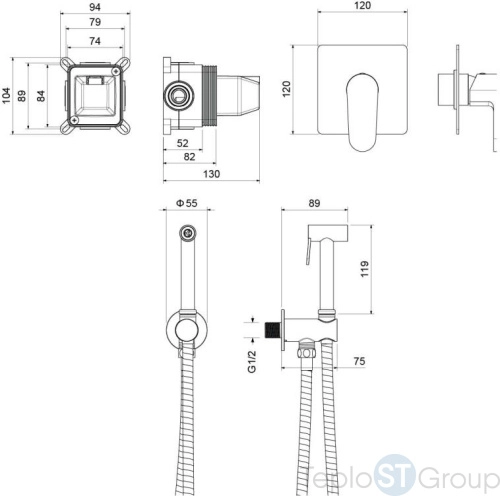 Комплект гигиенического душа Aquatek Оберон AQ1219CR - купить оптом у дилера TeploSTGroup по всей России ✅ ☎ 8 (800) 600-96-13 фото 3