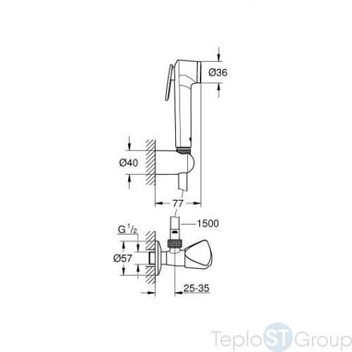 Гигиенический душ Grohe Tempesta-F 26357000 с угловым вентилем - купить с доставкой по России фото 2