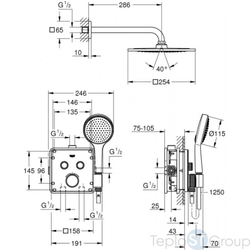 Душевая система Grohe Grohtherm SmartControl 34742000 - купить оптом с доставкой по России фото 2