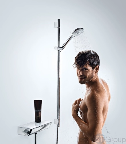 Душевой гарнитур Hansgrohe Raindance Select E 120 26621400 со штангой 90 см и мыльницей, белый/хром - купить с доставкой по России фото 6