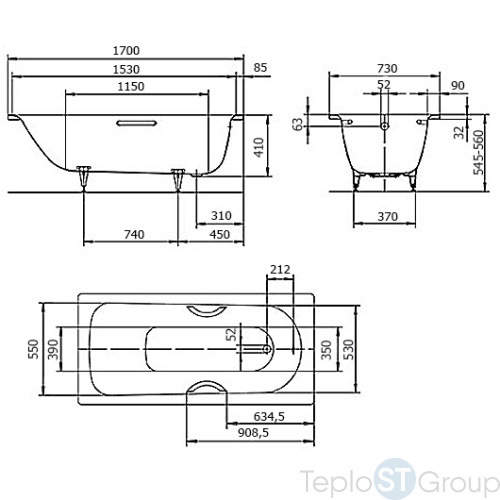 Стальная ванна Kaldewei Saniform Plus 170x73 easy-clean mod. 371-1 112900013001 - купить с доставкой по России фото 3