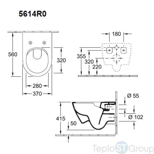 Подвесной унитаз Villeroy & Boch Subway с микролифтом, безободковый 5614R201 - купить оптом у дилера TeploSTGroup по всей России ✅ ☎ 8 (800) 600-96-13 фото 3