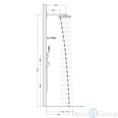 Верхний душ Hansgrohe Rainmaker Select 2jet 24005600 с держателем, черное стекло - купить с доставкой по России фото 3