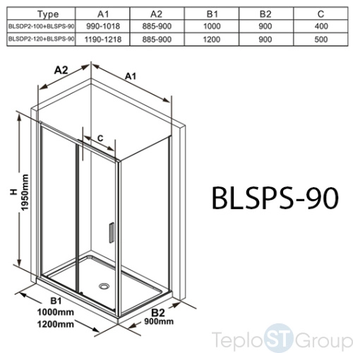 Боковая стенка Ravak Blix Slim BLSPS-90 X9BM70300Z1 90х195 профиль черный/стекло Transparent - купить с доставкой по России фото 3