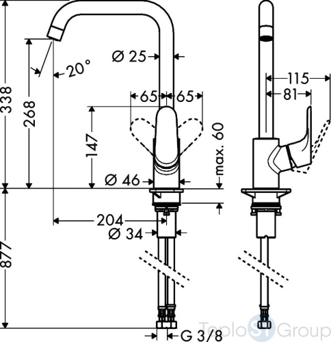 Смеситель для кухни Hansgrohe Focus E2 сталь 31820800 - купить с доставкой по России фото 3