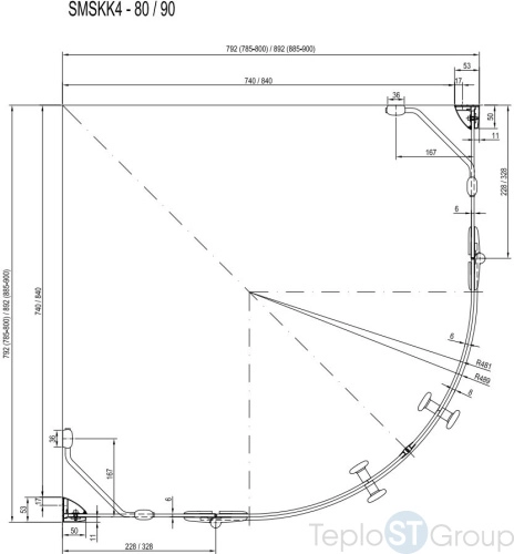 Душевой уголок Ravak Smartline SMSKK4-90 90x90 3S277A00Y1 - купить оптом с доставкой по России фото 3