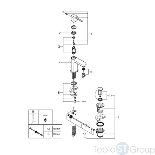 Смеситель для раковины Grohe Plus 32612003 - купить оптом у дилера TeploSTGroup по всей России ✅ ☎ 8 (800) 600-96-13 фото 4