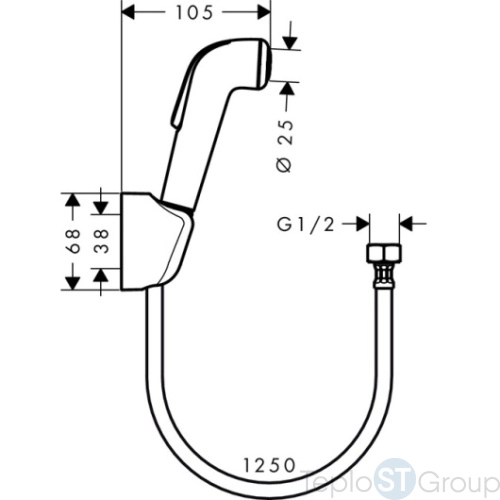 Гигиенический набор Hansgrohe 32127000 душ со шлангом 125 см и держателем, белый/хром - купить с доставкой по России фото 2