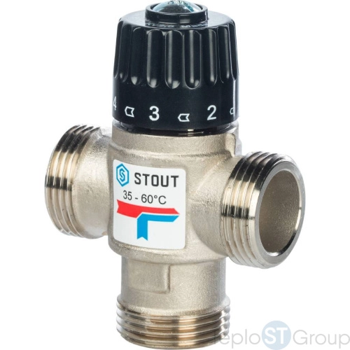 Stout Термостатический смесительный клапан для систем отопления и ГВС 1 НР 35-60°С KV 2,5 - купить оптом с доставкой по России