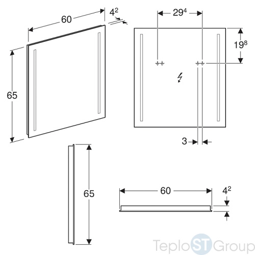 Зеркало Geberit Option Basic 60 х 65 500.586.00.1 со светодиодной подсветкой - купить с доставкой по России фото 2